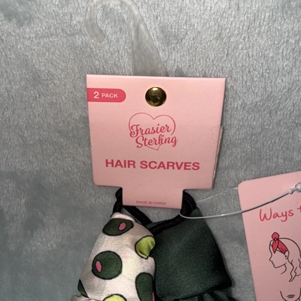 Frasier Sterling Olives Print and Pink & Green Hair Scarves